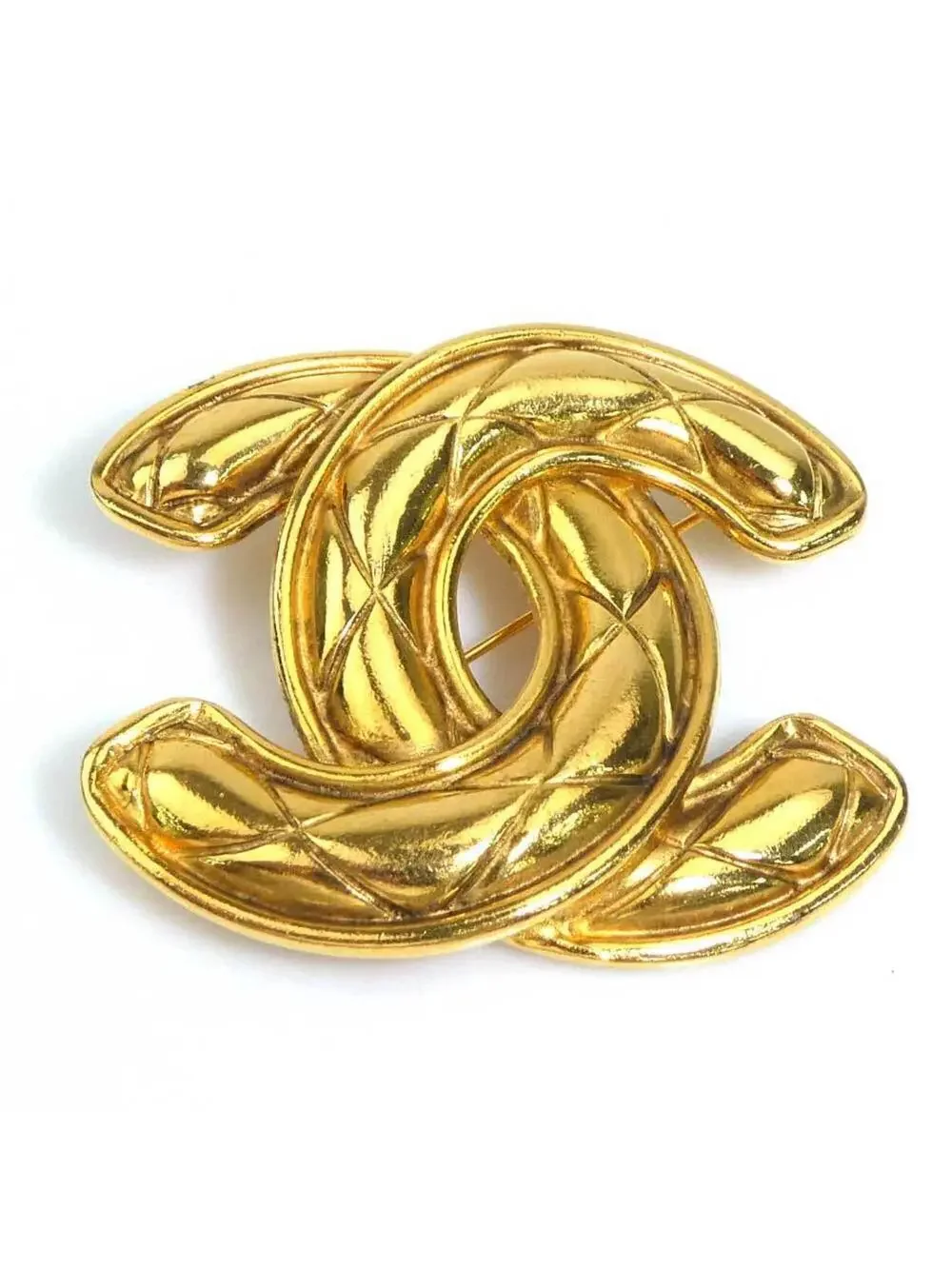 Chanel Cc Logo Brooch Gold-Tone Metal #250168C91B